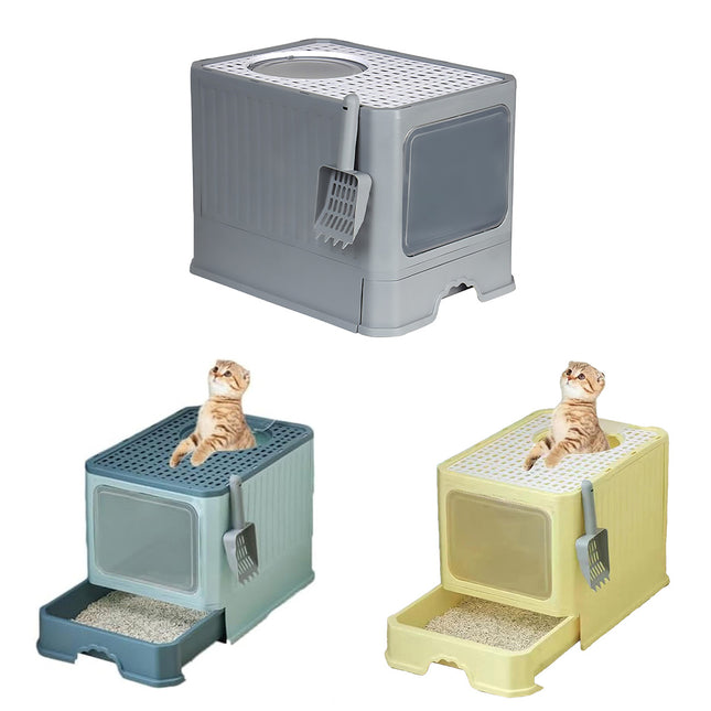 Large Fully Enclosed Cat Litter Box Cat Toilet Pet Litter Tray Odor Control