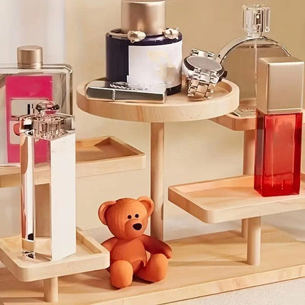 Multi-Tier Wooden Step Shelf Desktop Storage Organizer for Office and Home Use