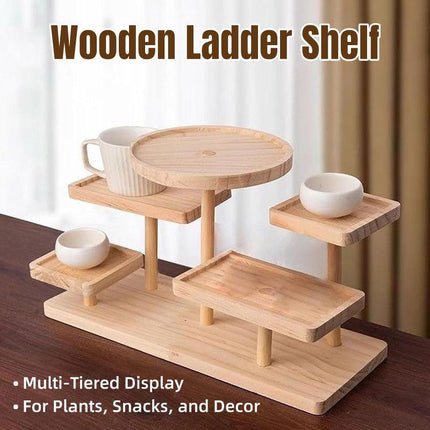 Multi-Tier Wooden Step Shelf Desktop Storage Organizer for Office and Home Use