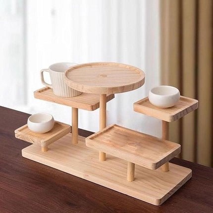 Multi-Tier Wooden Step Shelf Desktop Storage Organizer for Office and Home Use