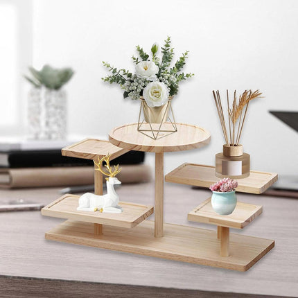 Multi-Tier Wooden Step Shelf Desktop Storage Organizer for Office and Home Use