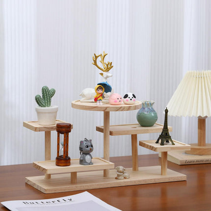 Multi-Tier Wooden Step Shelf Desktop Storage Organizer for Office and Home Use