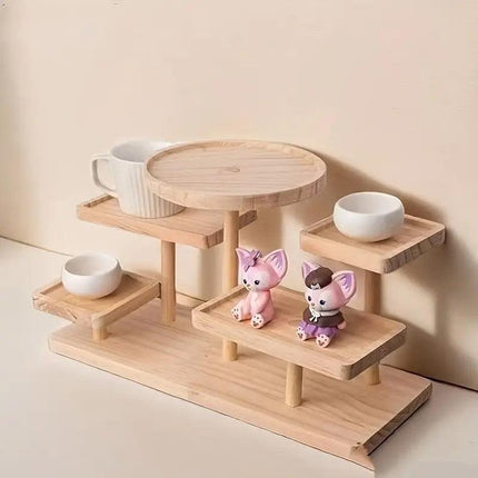 Multi-Tier Wooden Step Shelf Desktop Storage Organizer for Office and Home Use