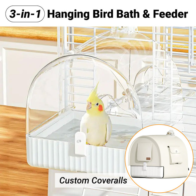 3in1 Parrot Bath Basin Bird Bathtub Cage or Accessory Pet Bird Feeder Water Bowl