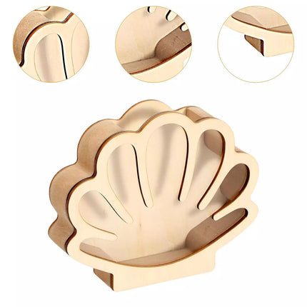 Shell Storage Container Coin Box Wooden Money Box Wooden Shell Display Box