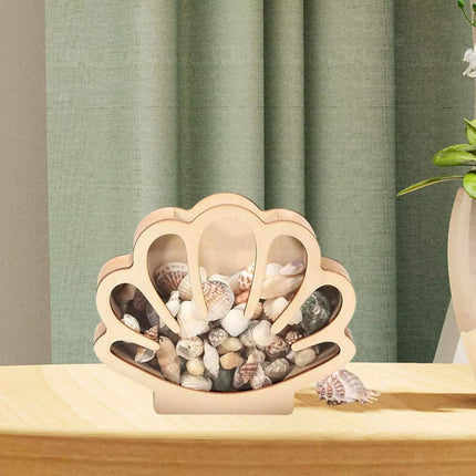 Shell Storage Container Coin Box Wooden Money Box Wooden Shell Display Box