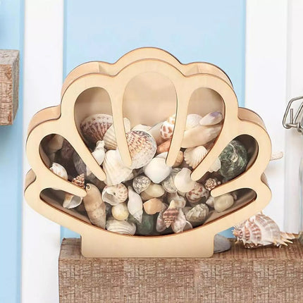 Shell Storage Container Coin Box Wooden Money Box Wooden Shell Display Box