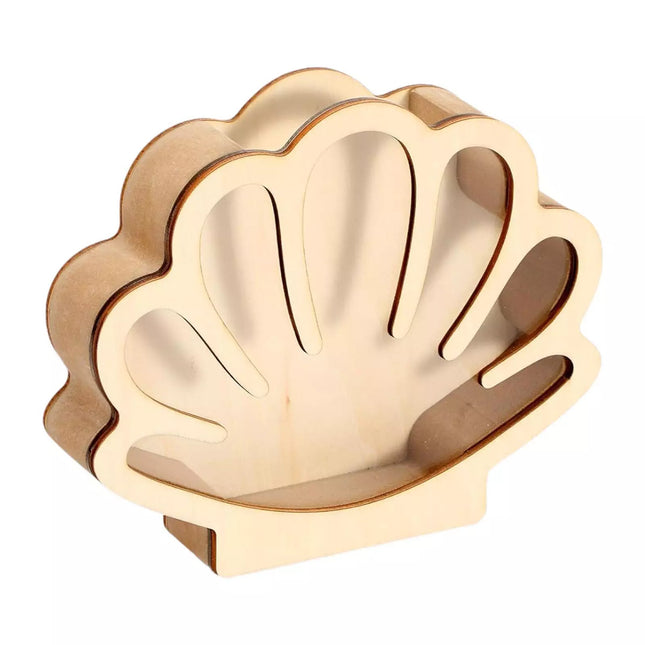 Shell Storage Container Coin Box Wooden Money Box Wooden Shell Display Box