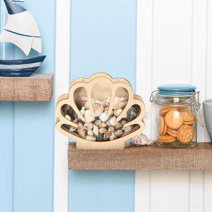 Shell Storage Container Coin Box Wooden Money Box Wooden Shell Display Box