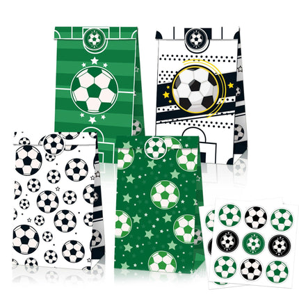 Fashion Football Sport Gift Bags Green Kraft Paper Sticker Set Party Favor Bags