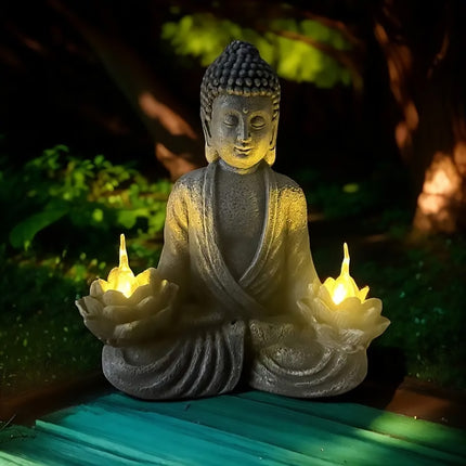 Buddha Statue Solar Light Outdoor Garden Decor Waterproof for Yard Patio Pathway