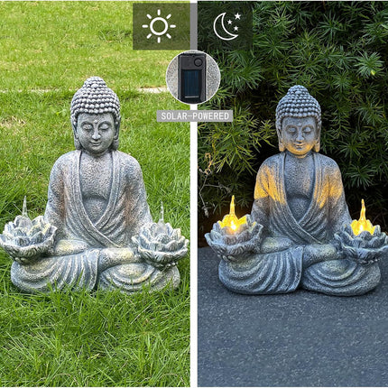 Buddha Statue Solar Light Outdoor Garden Decor Waterproof for Yard Patio Pathway
