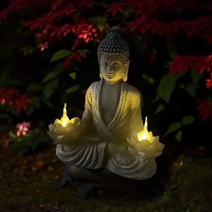 Buddha Statue Solar Light Outdoor Garden Decor Waterproof for Yard Patio Pathway