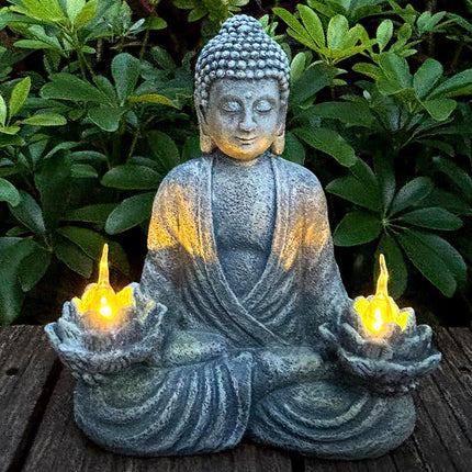 Buddha Statue Solar Light Outdoor Garden Decor Waterproof for Yard Patio Pathway