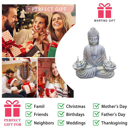 Buddha Statue Solar Light Outdoor Garden Decor Waterproof for Yard Patio Pathway