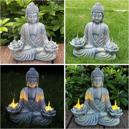 Buddha Statue Solar Light Outdoor Garden Decor Waterproof for Yard Patio Pathway