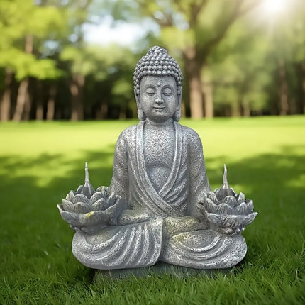 Buddha Statue Solar Light Outdoor Garden Decor Waterproof for Yard Patio Pathway