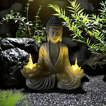 Buddha Statue Solar Light Outdoor Garden Decor Waterproof for Yard Patio Pathway