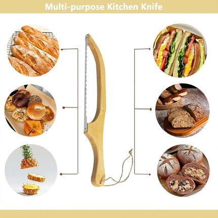 Household Wooden Bread Slicing Saw Manual Kitchen Baking Food Safe Easy to Use