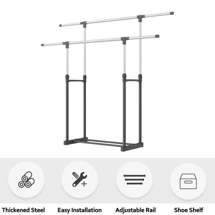 Clothes Drying Rack Adjustable Height Telescopic Stable Base Space-Saving