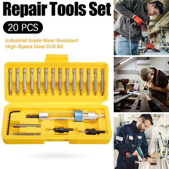 20-Piece Drill and Driver Bit Set - Quick-Change Adapter with Countersink