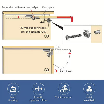 Folding Pocket Door Hardware Kit Top Mounted Slide Rail Soft Close Cabinet