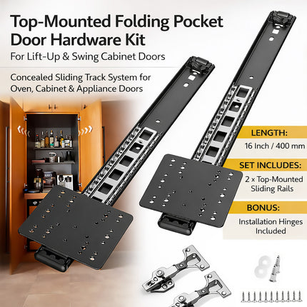Folding Pocket Door Hardware Kit Top Mounted Slide Rail Soft Close Cabinet