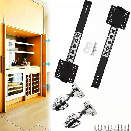 Folding Pocket Door Hardware Kit Top Mounted Slide Rail Soft Close Cabinet