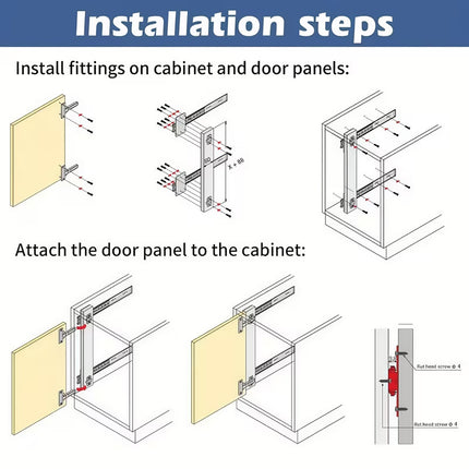 Folding Pocket Door Hardware Kit Top Mounted Slide Rail Soft Close Cabinet