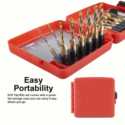 Drill Tap Bit Set 13PCS Hex Shank Threading Kit Metric SAE with Case