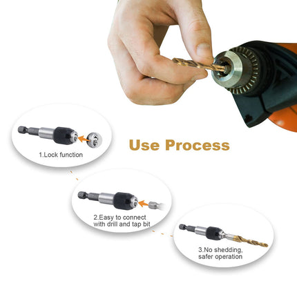 Drill Tap Bit Set 13PCS Hex Shank Threading Kit Metric SAE with Case