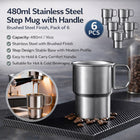 480ml Collapsible Stainless Steel Travel Mug Foldable Handle Outdoor Camping Cup