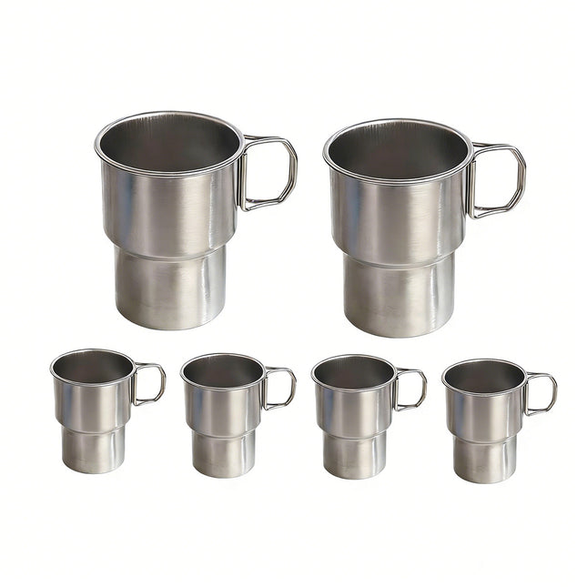 480ml Collapsible Stainless Steel Travel Mug Foldable Handle Outdoor Camping Cup
