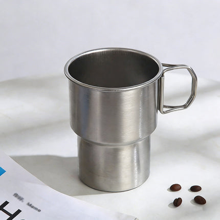 480ml Collapsible Stainless Steel Travel Mug Foldable Handle Outdoor Camping Cup