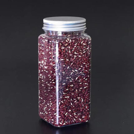 20pcs Square Transparent Plastic Bottle with Aluminum Cap Sealed Jar for Food