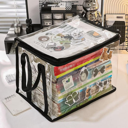 3pcs Book Organizer Storage Box Transparent Large Capacity Textbook Bag School