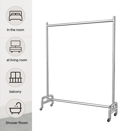 Floor-Standing Mobile Garment Rack with Wheels Clothes Display Stand Sturdy
