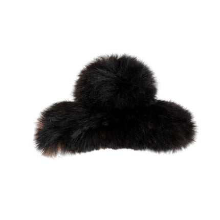 Large Plush Hair Claw Imitation Fur Big Shark Clip Faux Rabbit Fur Hair Clip - Aimall
