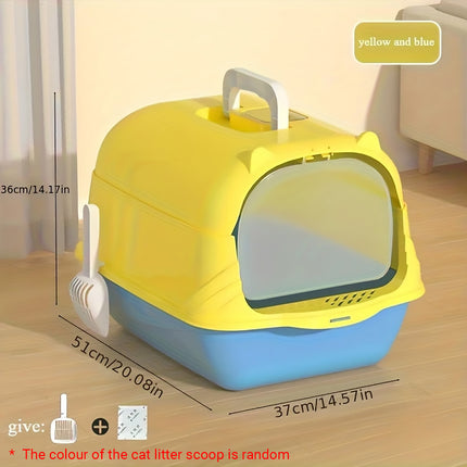 Enclosed Cat Litter Box Lid Scoop Splash Proof Lift Top Removable Toilet Tray