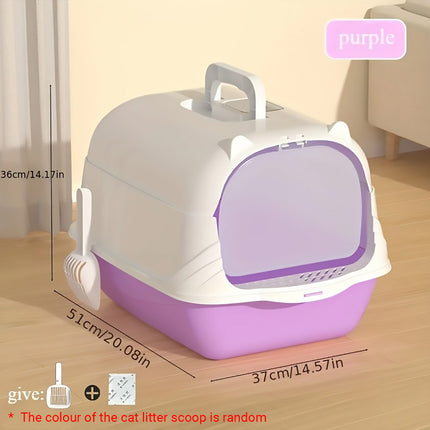 Enclosed Cat Litter Box Lid Scoop Splash Proof Lift Top Removable Toilet Tray