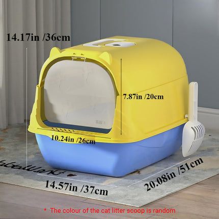 Enclosed Cat Litter Box Lid Scoop Splash Proof Lift Top Removable Toilet Tray