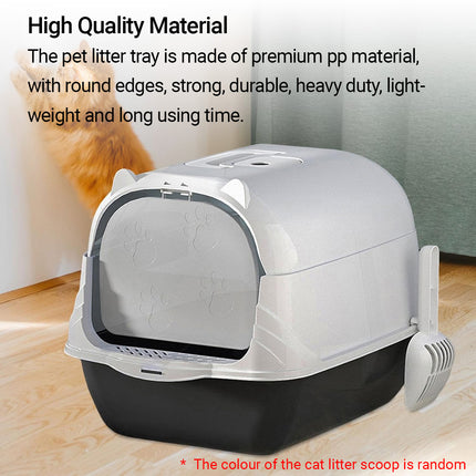 Enclosed Cat Litter Box Lid Scoop Splash Proof Lift Top Removable Toilet Tray