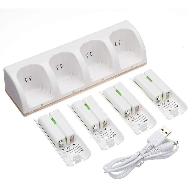 4 Rechargeable Battery for Nintendo Wii Remote Charger Dock Station Controller