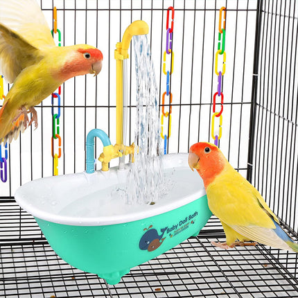 Bird Bath Tub Basin Plastic Hanging Birdcage Shower Bowl Indoor Outdoor Accessory