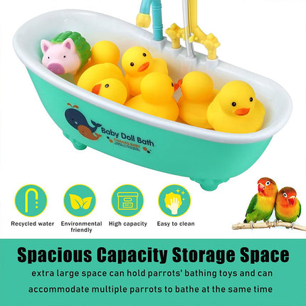 Bird Bath Tub Basin Plastic Hanging Birdcage Shower Bowl Indoor Outdoor Accessory