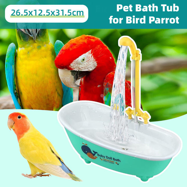 Bird Bath Tub Basin Plastic Hanging Birdcage Shower Bowl Indoor Outdoor Accessory