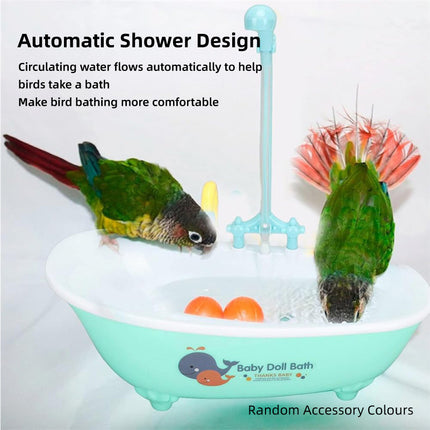 Bird Bath Tub Basin Plastic Hanging Birdcage Shower Bowl Indoor Outdoor Accessory