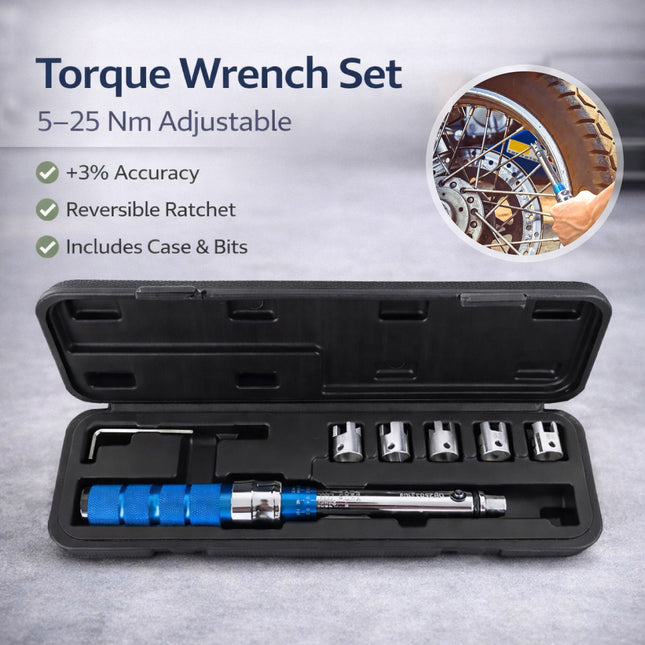 7Pcs Interchangeable Head Adjustable Torque Wrench Set Car Bike Repair Tool Set
