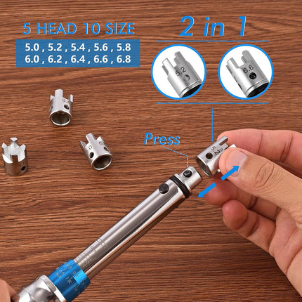 7Pcs Interchangeable Head Adjustable Torque Wrench Set Car Bike Repair Tool Set