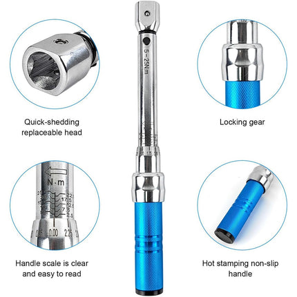 7Pcs Interchangeable Head Adjustable Torque Wrench Set Car Bike Repair Tool Set